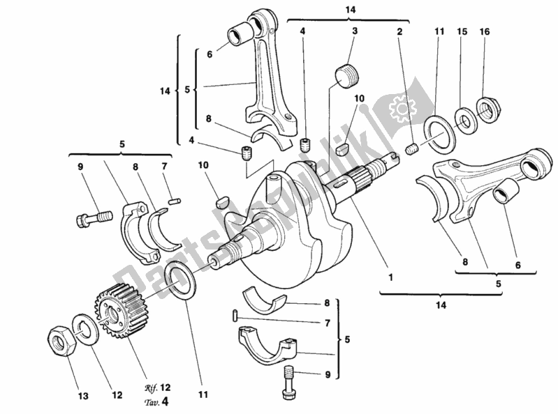 All parts for the Crankshaft of the Ducati Supersport 900 SS USA 1998